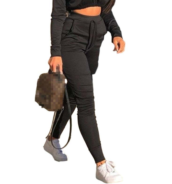 High Waist Skinny Track Pants with Pockets